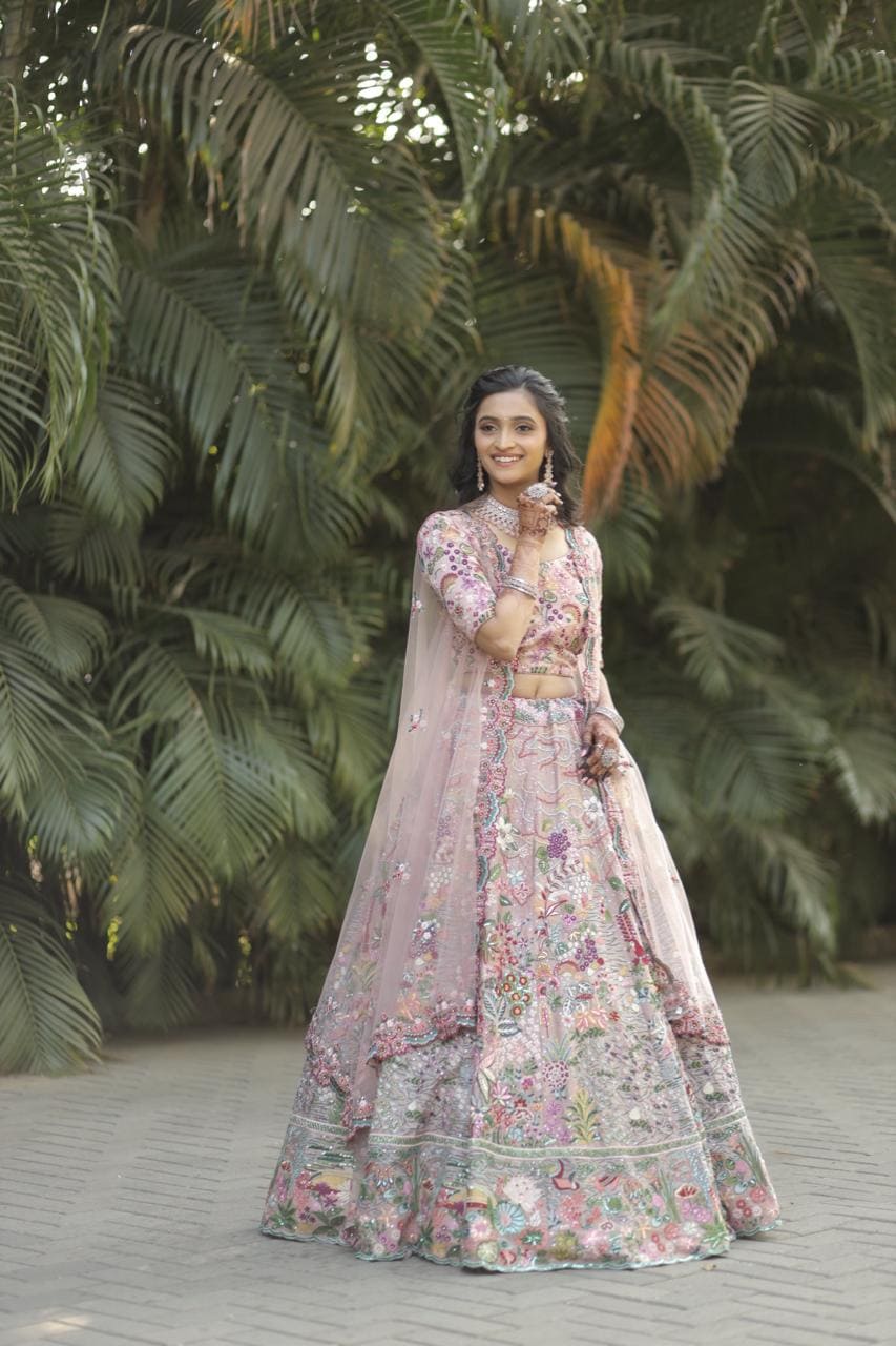 Peacock Blue Zariwork Semi Crepe Unstitched Salwar Suit